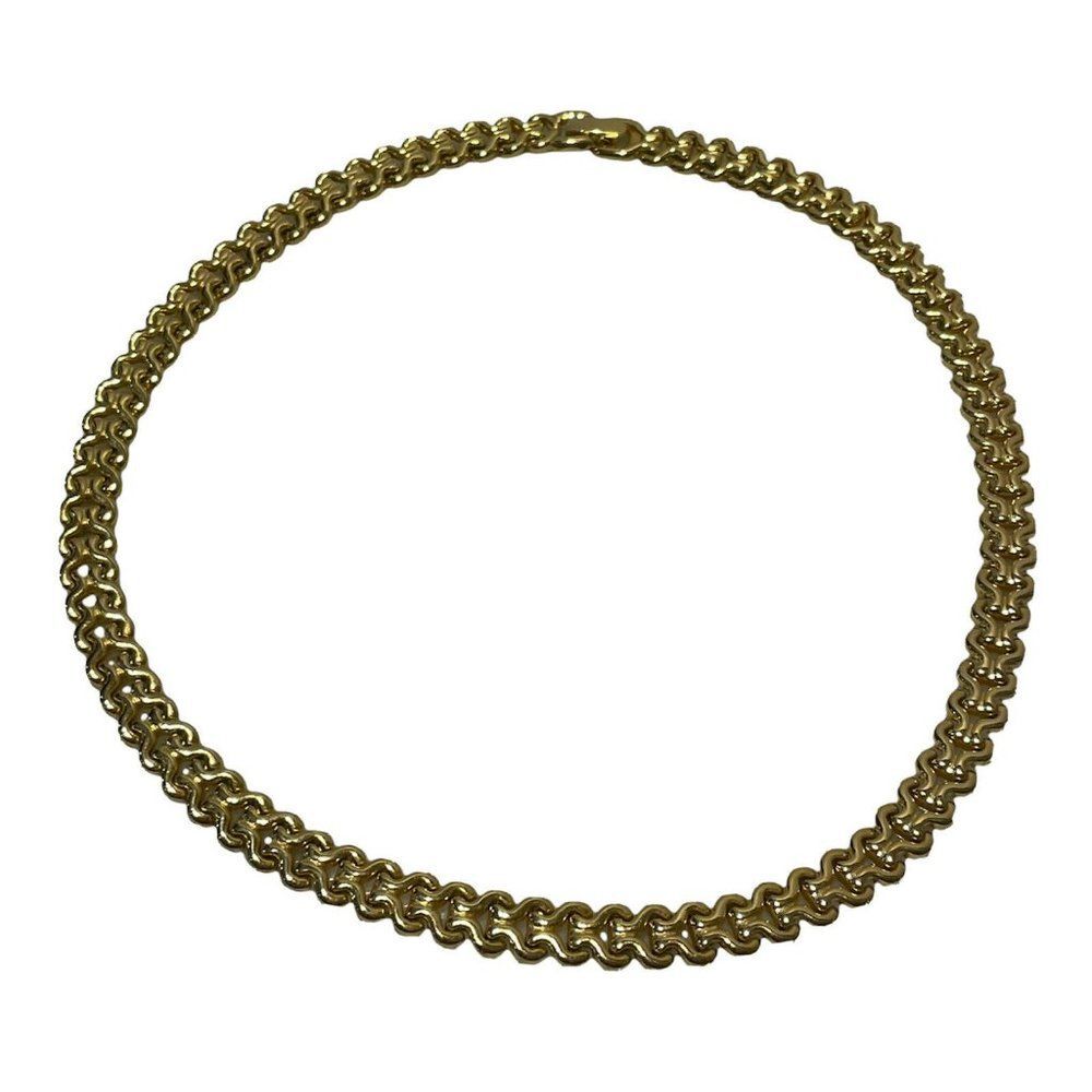 gold tone 18”L braided chain necklace fold over clasp